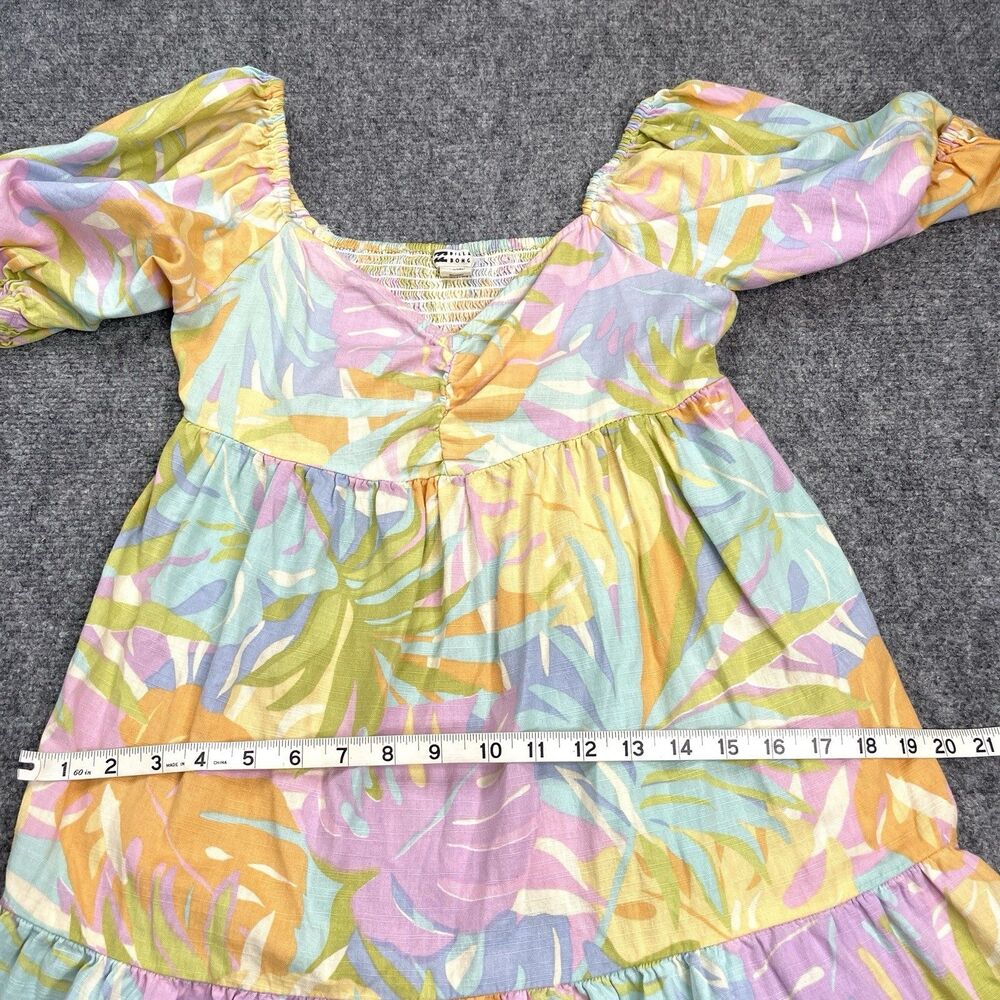 Billabong Be Mine Mini Dress Womens Medium Cotton Viscose Pastel Puff Sleeve - Picture 11 of 14